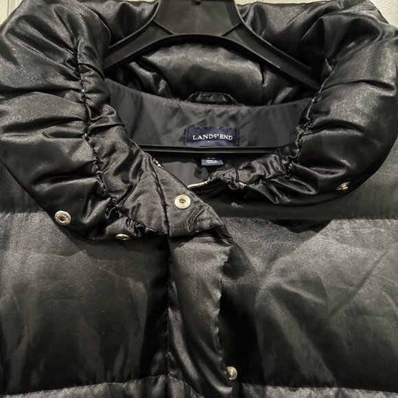 Land's End, Ladies Black, Angel Goose Down Long Coat, Size Medium 10-12 - Picture 4 of 10